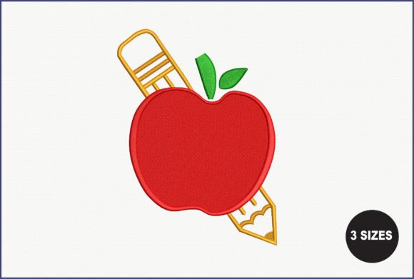 Apple and Pencil: A Charming Touch for Seasonal Embroidery