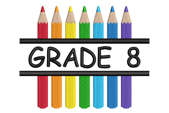 Grade 8 Split Colored Pencils: A Fresh Embroidery Design for Boutique Sweatshirts