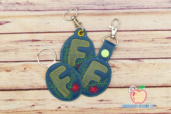 Letter F Floral ITH KeyFob: Holiday Design Review